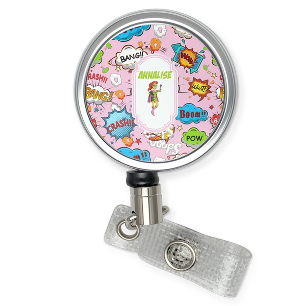 Custom Woman Superhero Retractable Badge Reel (Personalized)