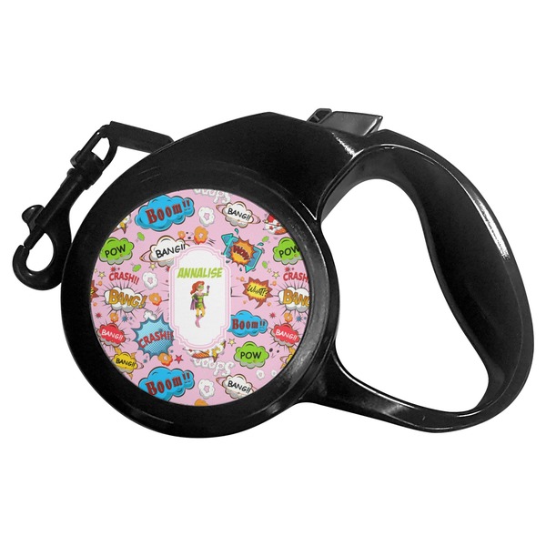 Custom Woman Superhero Retractable Dog Leash - Medium (Personalized)