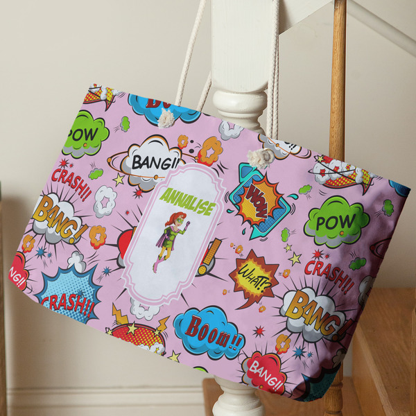 Woman Superhero Large Rope Tote - Life Style