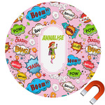 Woman Superhero Round Car Magnet - 10" (Personalized)