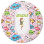 Woman Superhero Round Rubber Backed Coaster (Personalized)