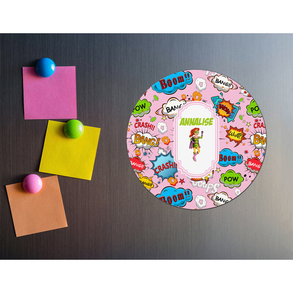 Woman Superhero Round Fridge Magnet - LIFESTYLE