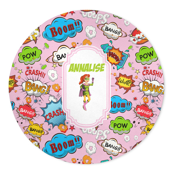 Custom Woman Superhero 5' Round Indoor Area Rug (Personalized)