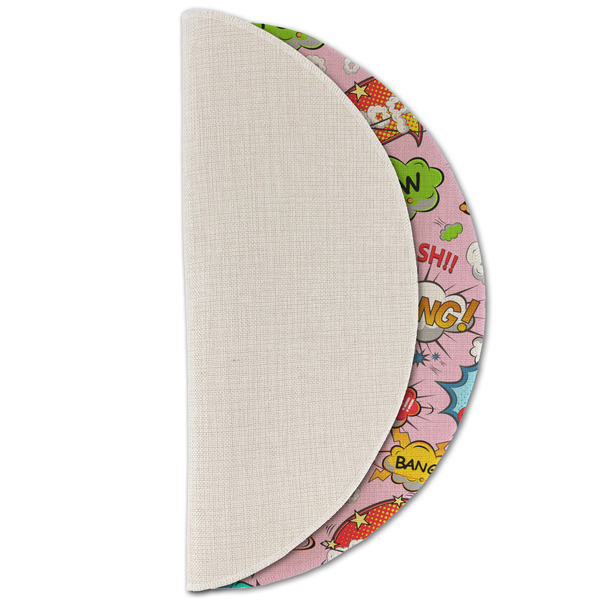 Woman Superhero Round Linen Placemats - HALF FOLDED (single sided)