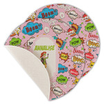 Woman Superhero Round Linen Placemat - Single Sided - Set of 4 (Personalized)