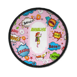 Woman Superhero Iron On Round Patch w/ Name or Text