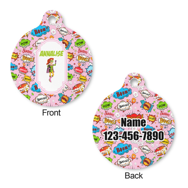 Woman Superhero Round Pet ID Tag - Large - Approval