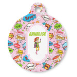 Woman Superhero Round Pet ID Tag - Large (Personalized)