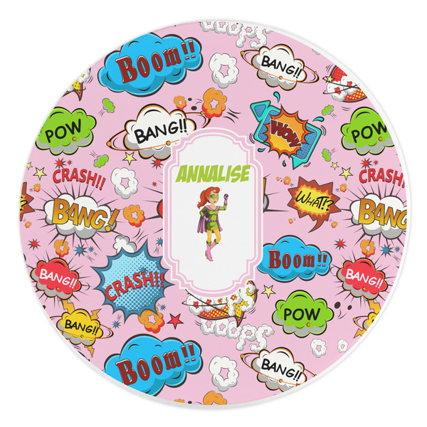 Custom Woman Superhero Round Stone Trivet (Personalized)