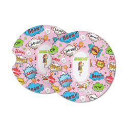 Woman Superhero Sandstone Car Coasters (Personalized)