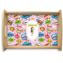 Woman Superhero Natural Wooden Tray - Small (Personalized)