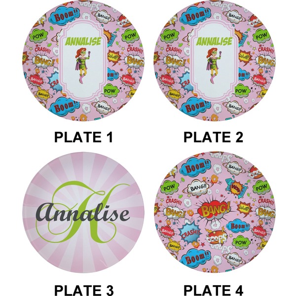 Woman Superhero Set of Appetizer / Dessert Plates (Approval)