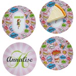 Woman Superhero Set of 4 Glass Appetizer / Dessert Plate 8" (Personalized)