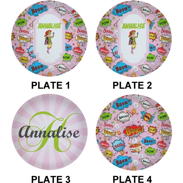 Woman Superhero Set of Lunch / Dinner Plates (Approval)