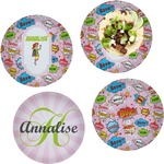 Woman Superhero Set of 4 Glass Lunch / Dinner Plate 10" (Personalized)