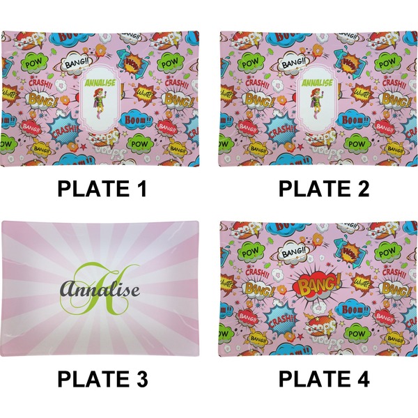 Woman Superhero Set of Rectangular Appetizer / Dessert Plates (Approval)
