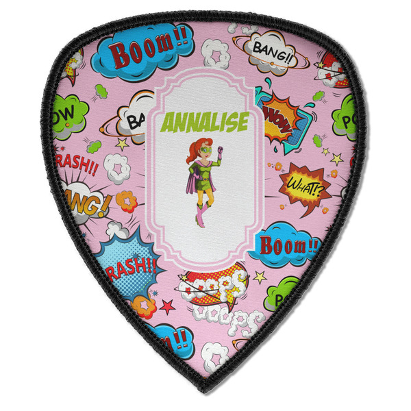 Custom Woman Superhero Iron on Shield Patch A w/ Name or Text