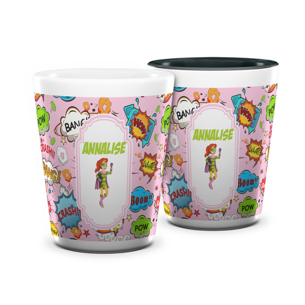 Custom Woman Superhero Ceramic Shot Glass - 1.5 oz (Personalized)
