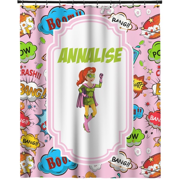 Custom Woman Superhero Extra Long Shower Curtain - 70"x84" (Personalized)