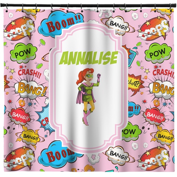 Custom Woman Superhero Shower Curtain - 71" x 74" (Personalized)