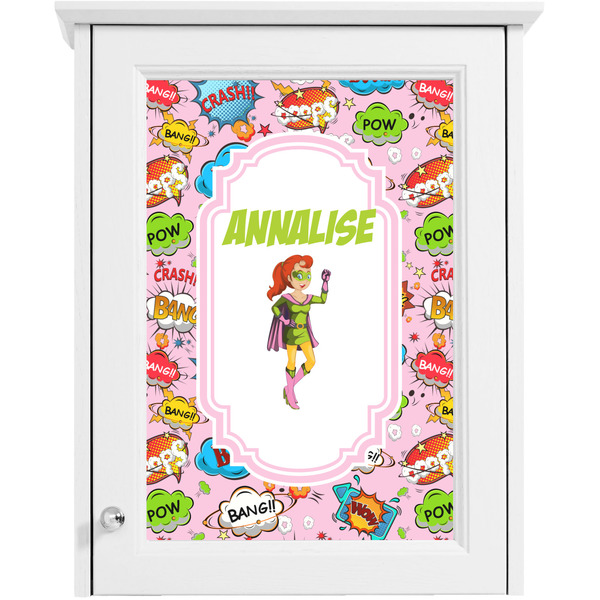 Woman Superhero Single White Cabinet Decal