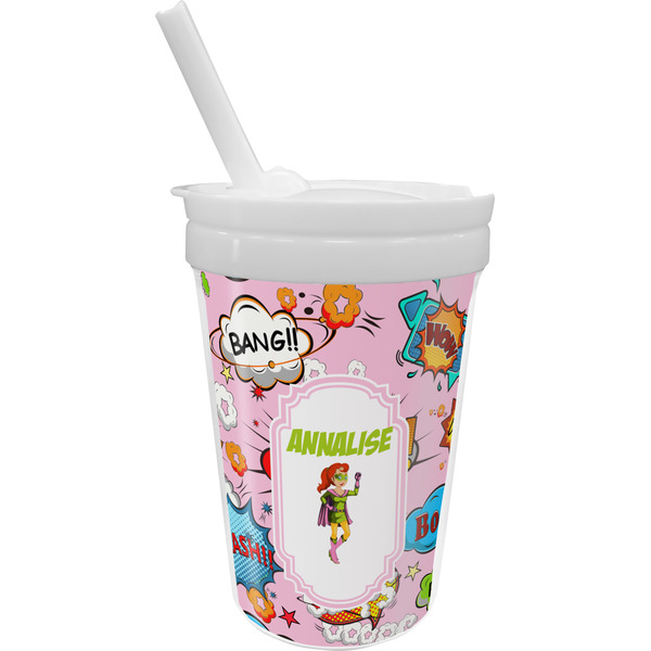 Custom Woman Superhero Sippy Cup with Straw (Personalized)