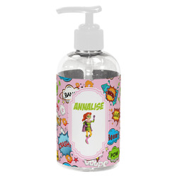 Woman Superhero Plastic Soap / Lotion Dispenser (8 oz - Small - White) (Personalized)