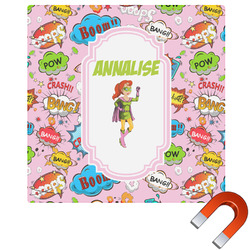 Woman Superhero Square Car Magnet - 6" (Personalized)