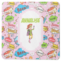 Woman Superhero Square Rubber Backed Coaster (Personalized)