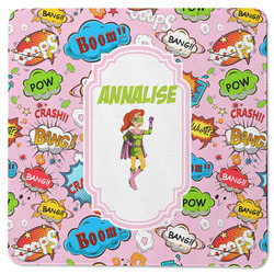 Woman Superhero Square Rubber Backed Coaster (Personalized)