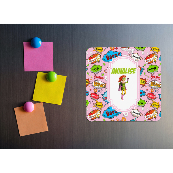 Woman Superhero Square Fridge Magnet - LIFESTYLE