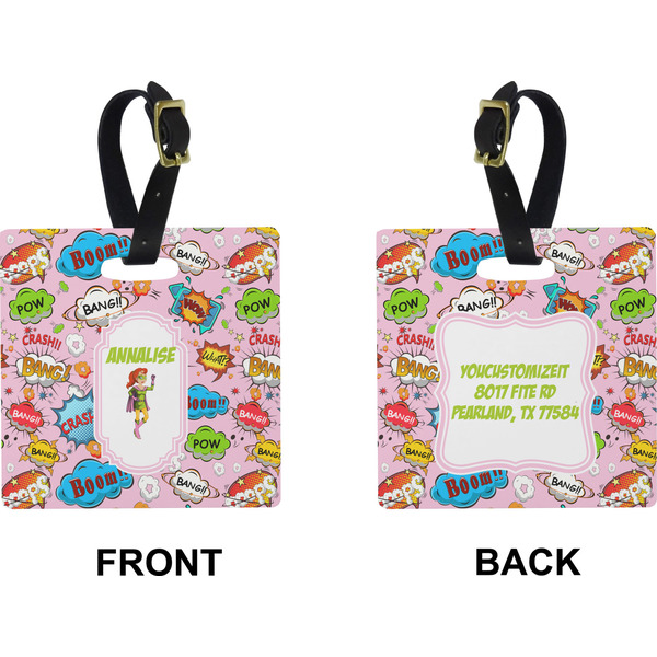 Woman Superhero Square Luggage Tag (Front + Back)