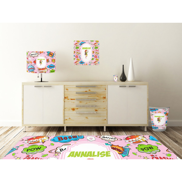 Woman Superhero Square Wall Decal Wooden Desk