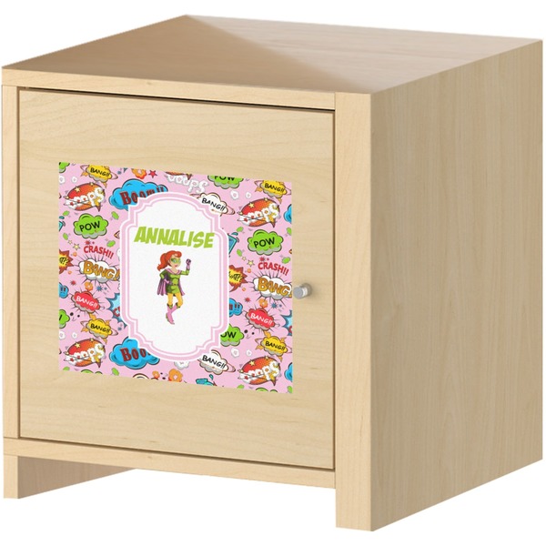 Woman Superhero Square Wall Decal on Wooden Cabinet