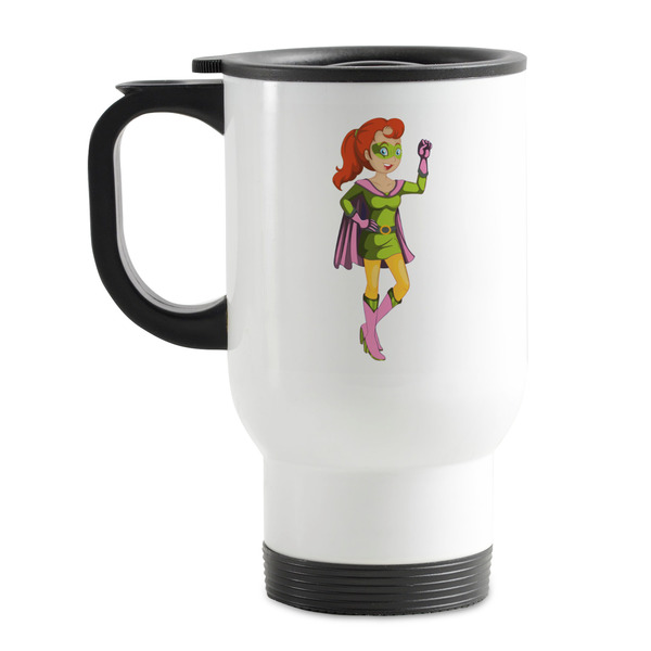 Custom Woman Superhero Stainless Steel Travel Mug with Handle
