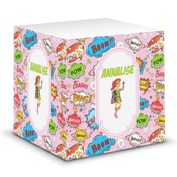 Custom Woman Superhero Sticky Note Cube (Personalized)