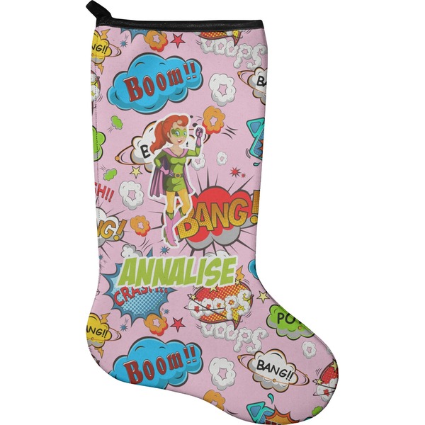 Custom Woman Superhero Holiday Stocking - Neoprene (Personalized)