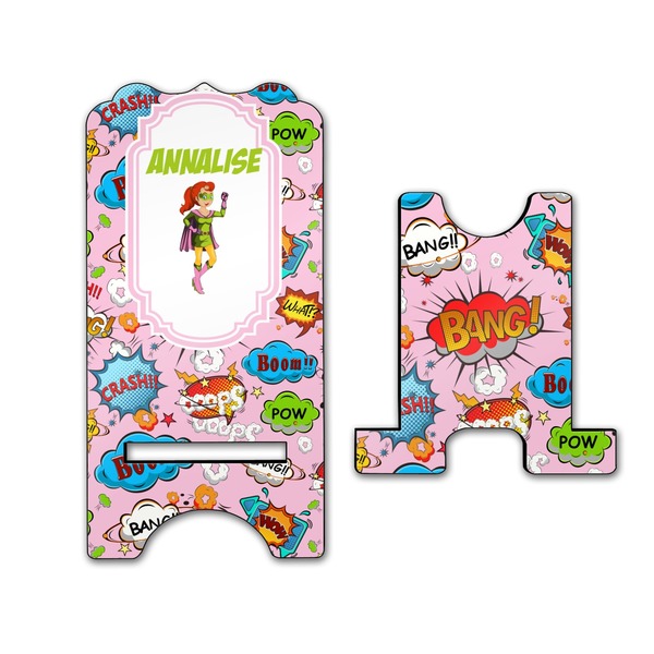 Woman Superhero Stylized Phone Stand - Front & Back - Large