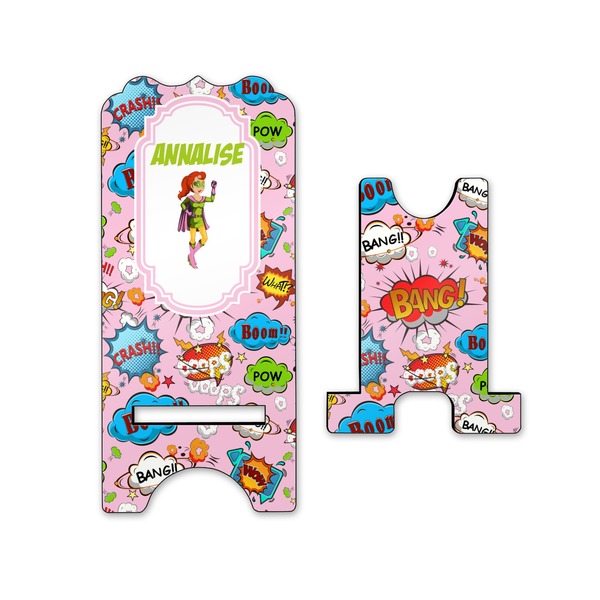 Woman Superhero Stylized Phone Stand - Front & Back - Small