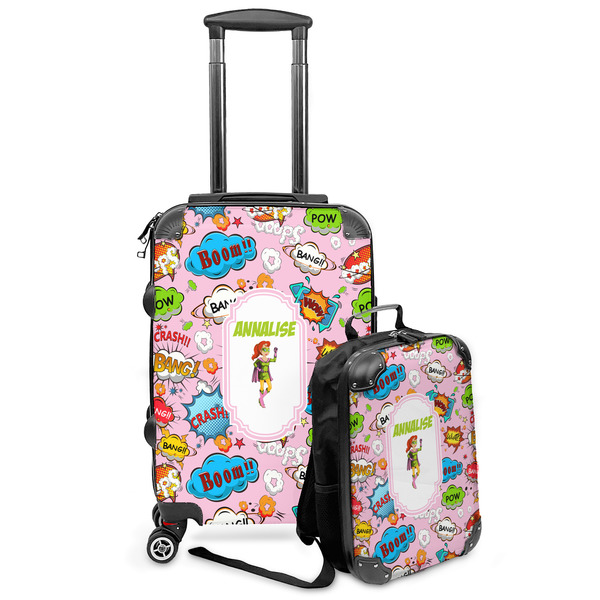 Custom Woman Superhero Kids 2-Piece Luggage Set - Suitcase & Backpack (Personalized)