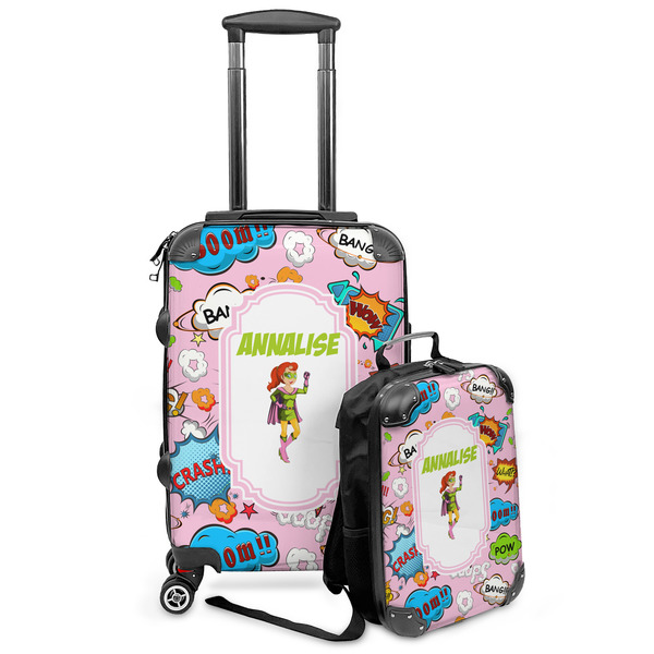 Custom Woman Superhero Kids 2-Piece Luggage Set - Suitcase & Backpack (Personalized)