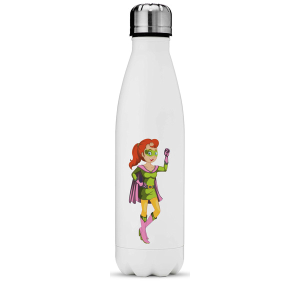 Custom Woman Superhero Water Bottle - 17 oz. - Stainless Steel - Full Color Printing