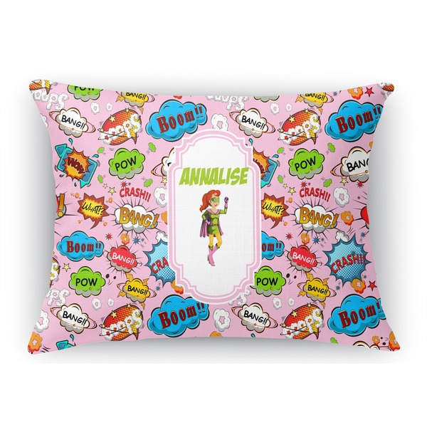 Custom Woman Superhero Rectangular Throw Pillow Case - 12"x18" (Personalized)
