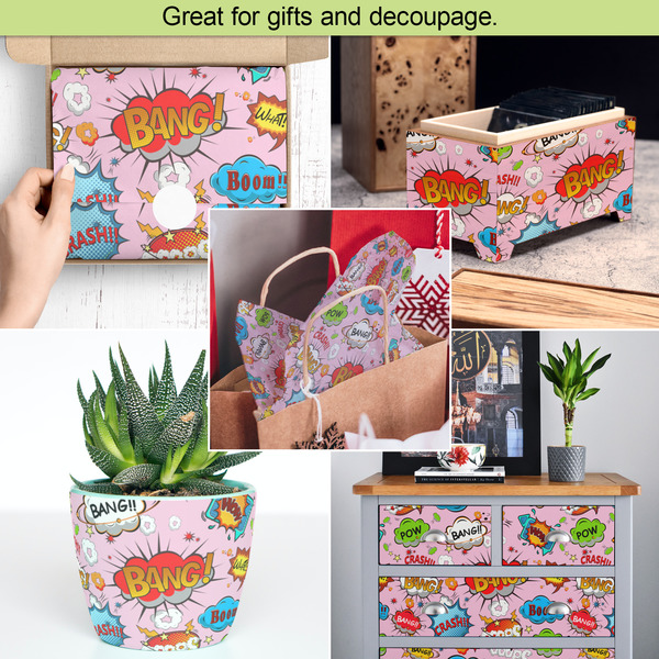 Woman Superhero Tissue Paper - In Use Collage