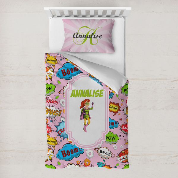 Custom Woman Superhero Toddler Bedding w/ Name or Text