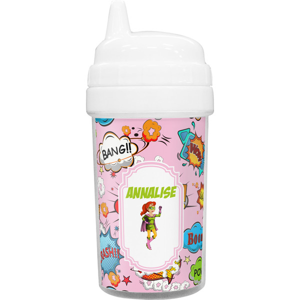 Custom Woman Superhero Toddler Sippy Cup (Personalized)