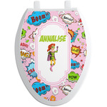 Woman Superhero Toilet Seat Decal - Elongated (Personalized)