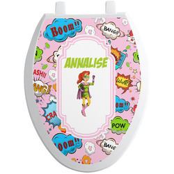 Woman Superhero Toilet Seat Decal - Elongated (Personalized)