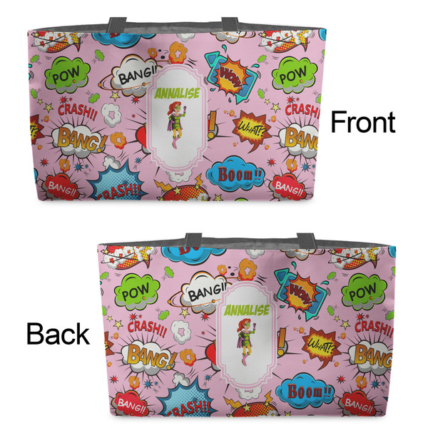 Woman Superhero Tote w/Black Handles - Front & Back Views