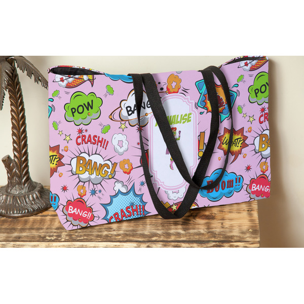 Woman Superhero Tote w/Black Handles - Lifestyle View